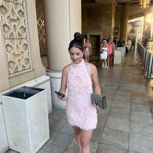 Zara Soft Pink Textured Mini Dress